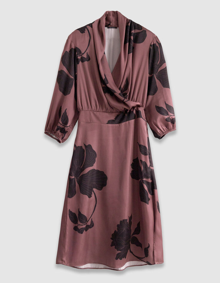 Robe midi bordeaux imprim&eacute; maxi floral Femme-6