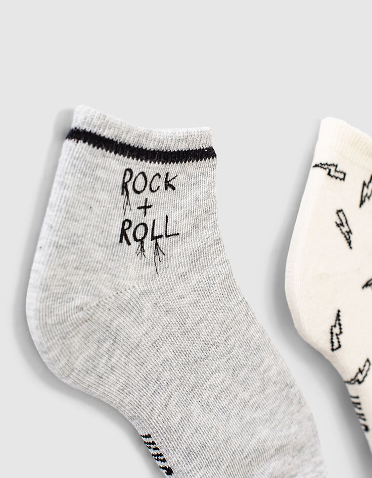 Calcetines marfil y gris motivos rock niño-5