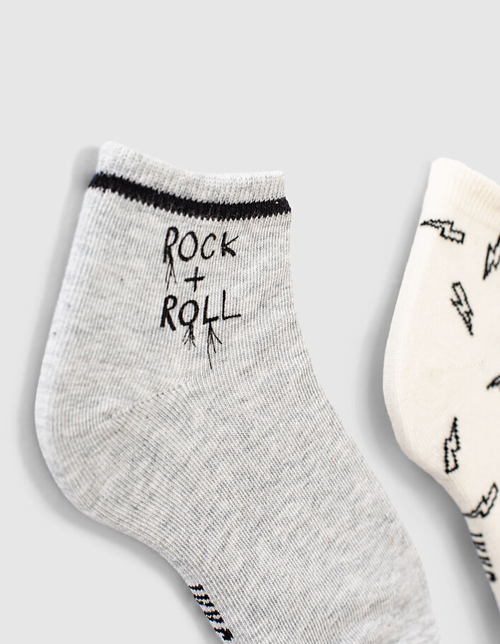 Chaussettes ivoires et grises motifs rock garçon - IKKS