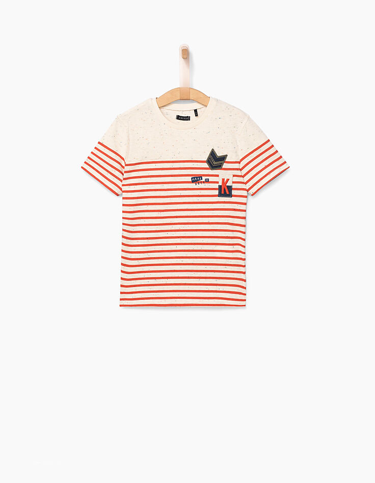 Camiseta marinera blanco roto y rojo niño -3
