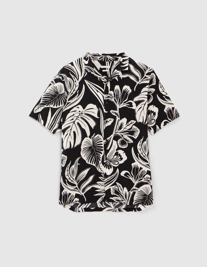 Pure Edition- Zwart REGULAR overhemd tropische bloemen - IKKS