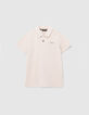 Polo beige coton bio brodé poitrine garçon-2