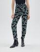 Vloeiende zwarte broek maxi bloemen riem Dames-2