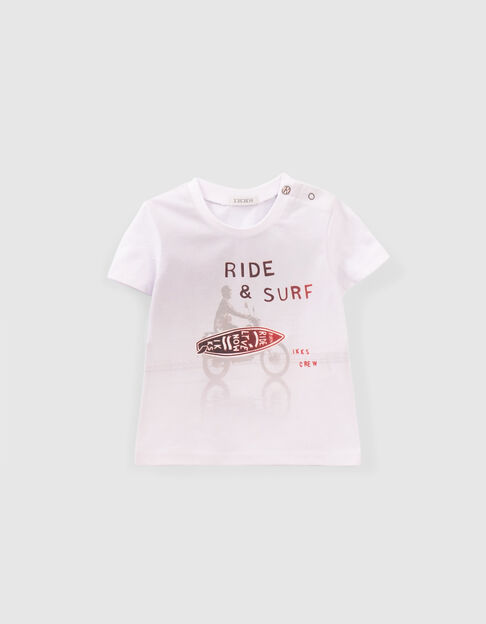 Wit T-shirt opdruk surfer babyjongens - IKKS