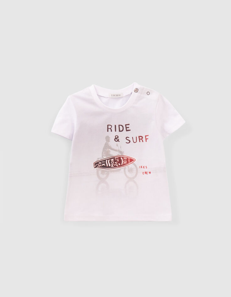Baby boys’ white surfer image T-shirt-1