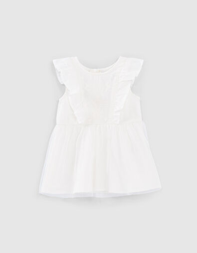 Robe tutu blanc cassé bi matière à volants bébé fille - IKKS