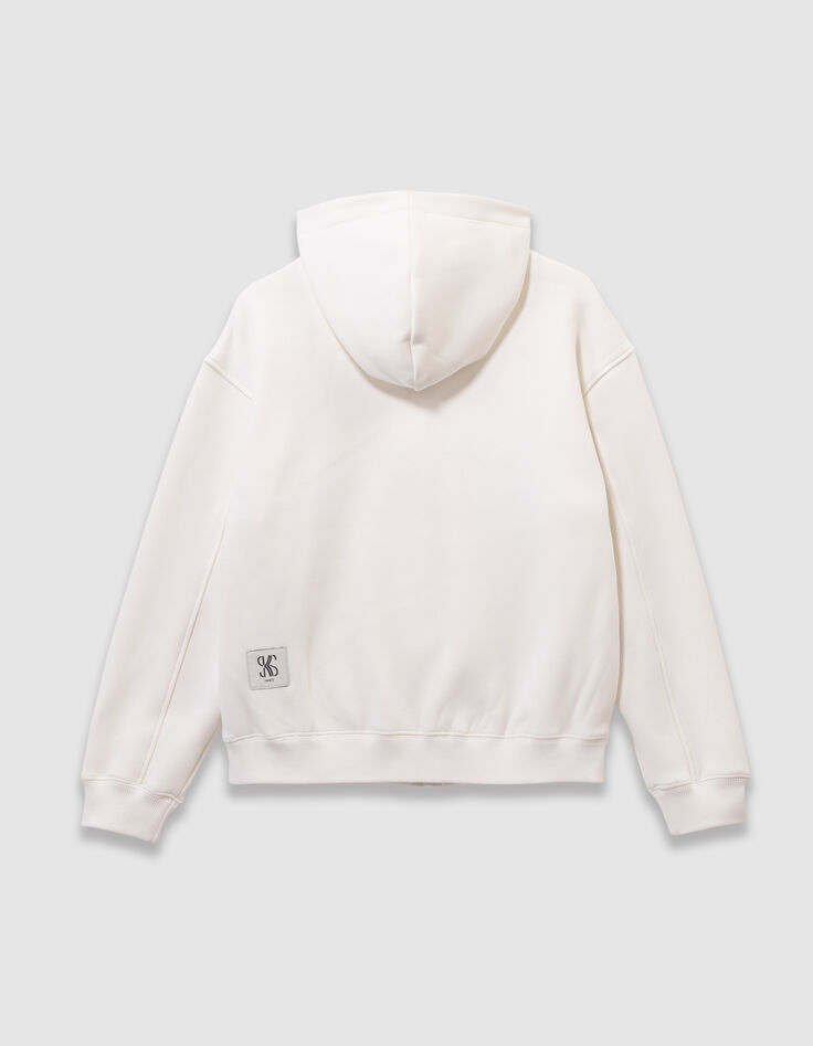 Cardigan à capuche 2-en-1 écru et gilet sans manches fille-5
