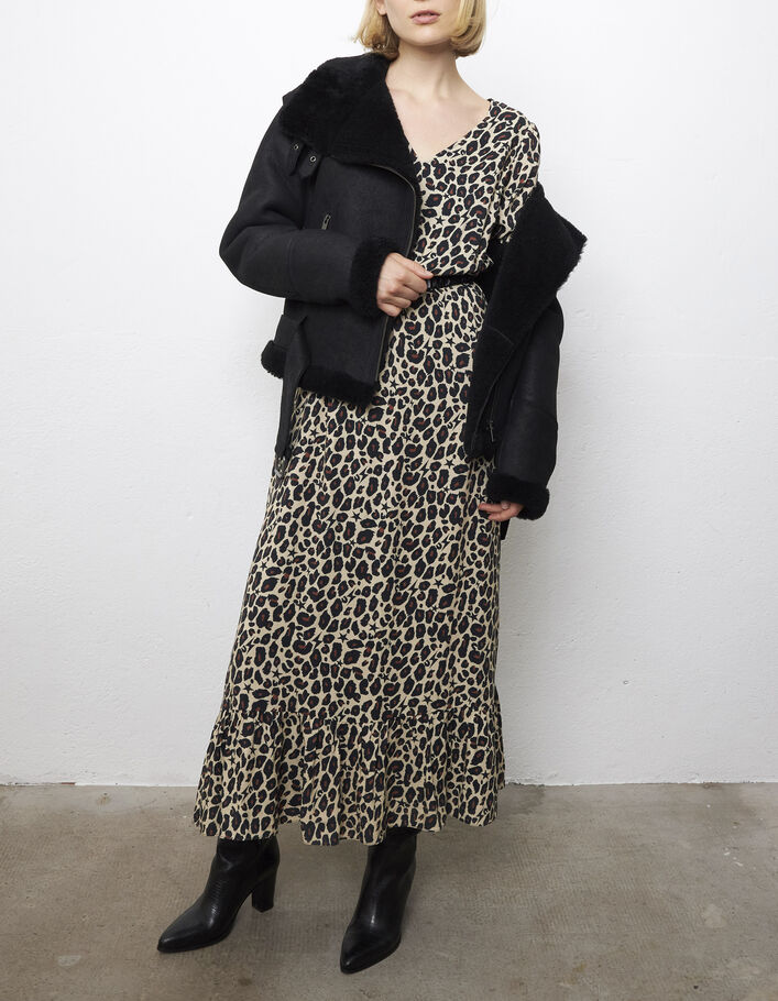 Women's leopard and star print viscose long dress - IKKS