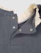 Girls’ blue embroidered long-sleeved T-shirt, ruff collar-5