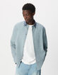 Men's easy blue shirt with check pattern, long sleeves-2