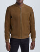 Bomber beige en cuir à poches zippées Homme-1