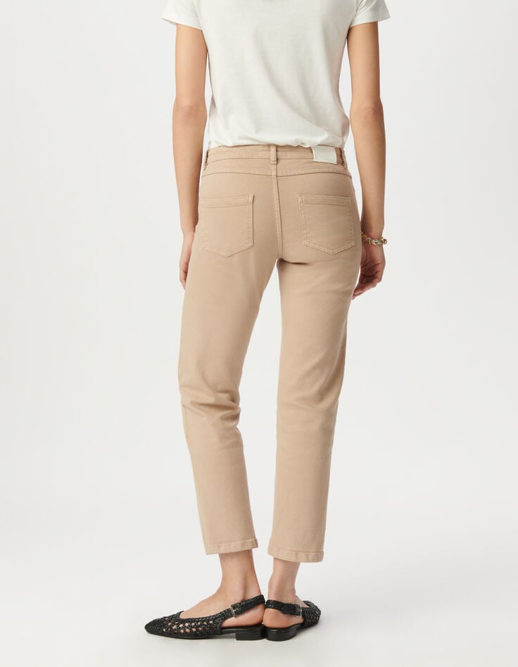 Rechte jeans met hoge taille in beige-3