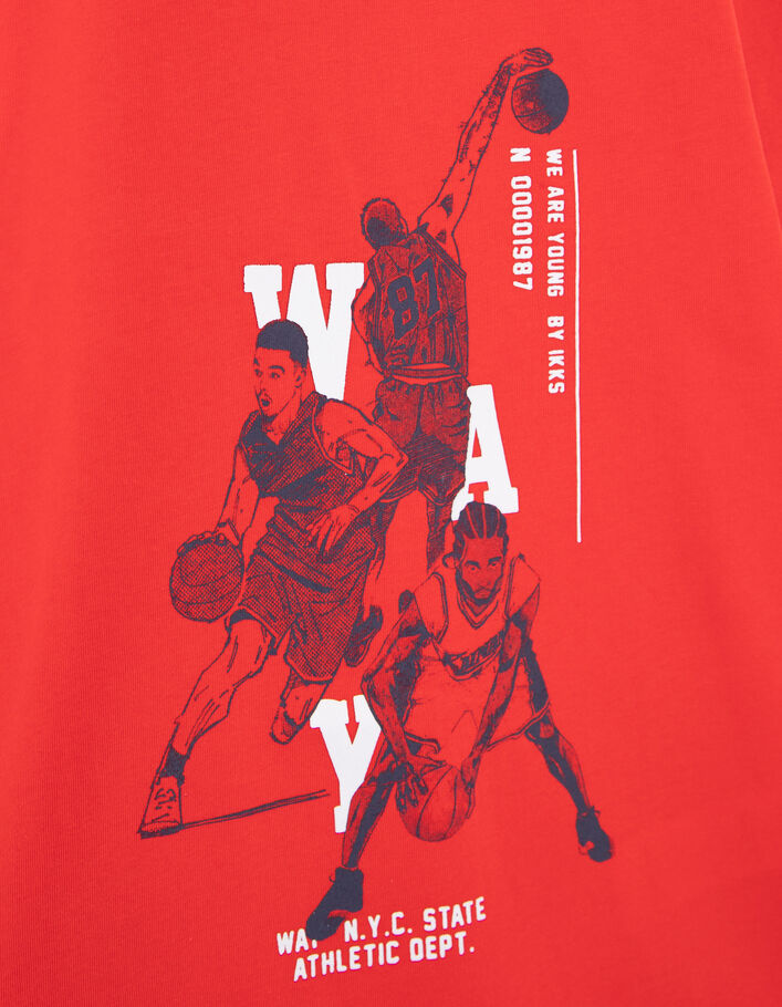 T-shirt rouge visuels basketteurs garçon - IKKS