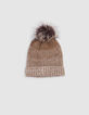Kamelstrickmütze mit Bommel Bommel Baby Junge-3