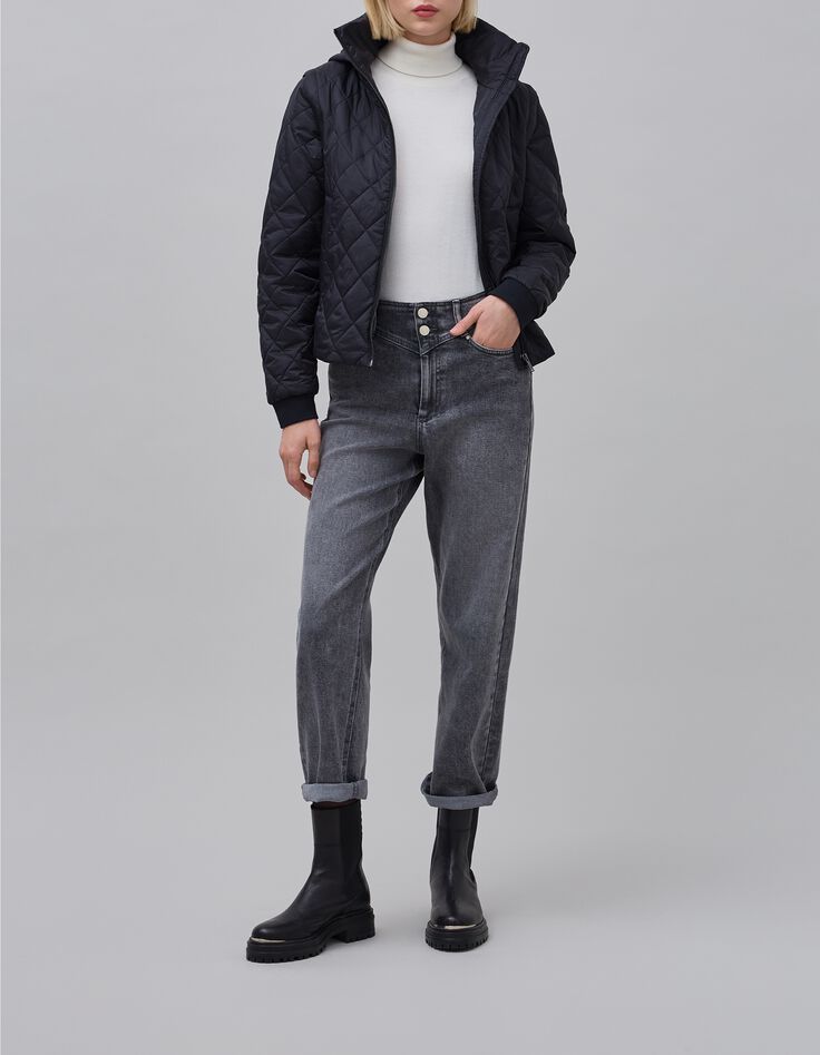 Gewatteerd zwart PUFFERJAS voor dames-2