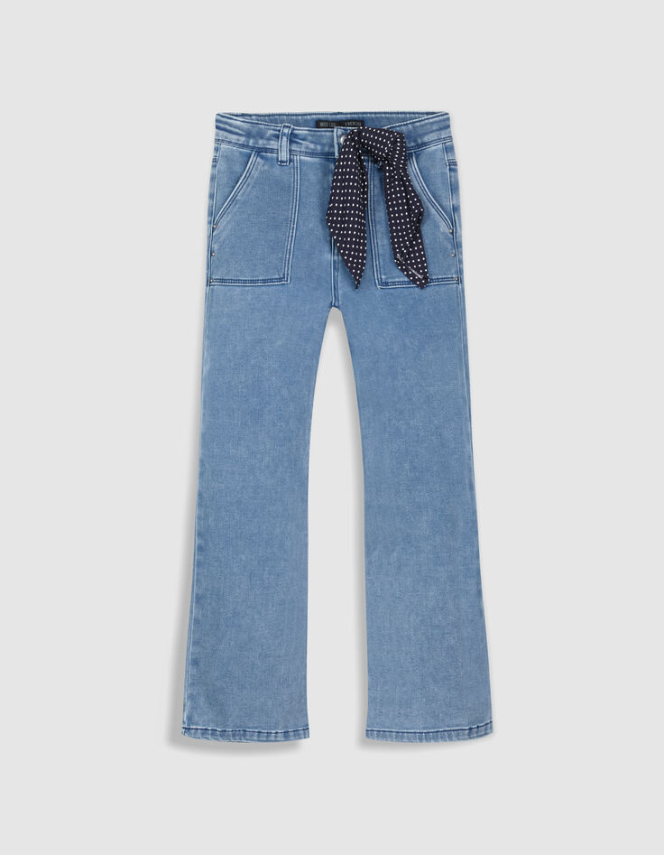 Blaue Jeans mit weitem Bein und Kopftuchaufdruck  M&auml;dchen-4