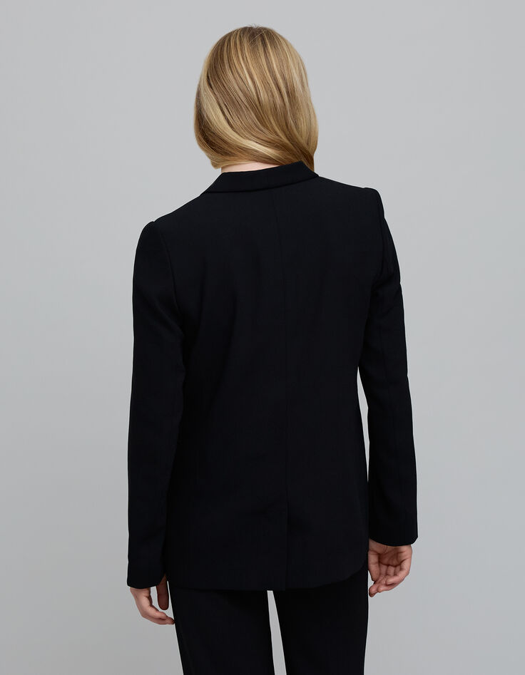 Schwarze Damen Schalkragen Anzugjacke-3