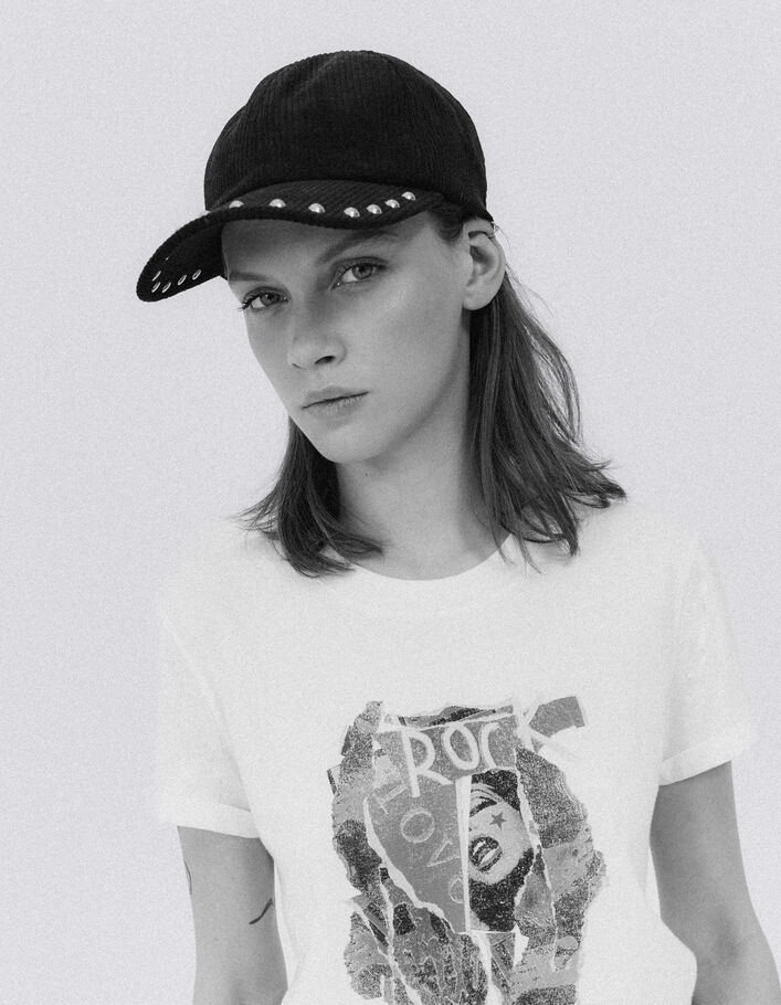 Gorra negra pana tachuelas mujer-7