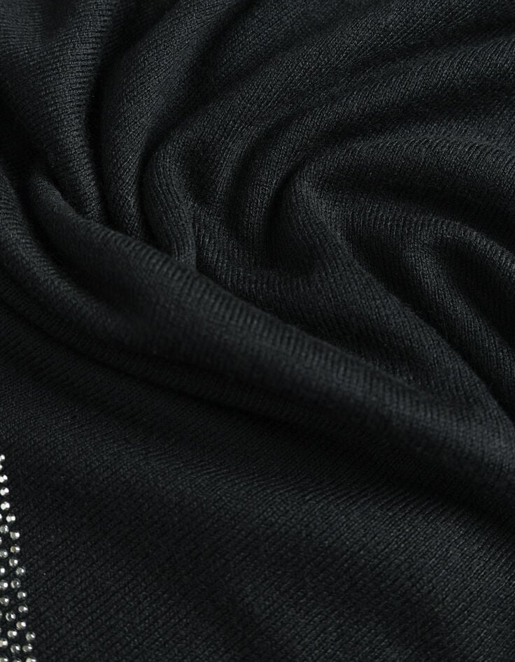 Schwarzer Damenfeinstrickpulli Fischgräten Strass hinten-6