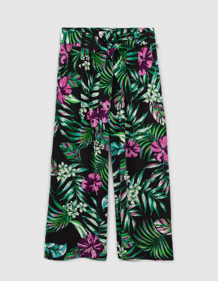 Girls’ black LENZING™ ECOVERO™ tropical trousers - IKKS