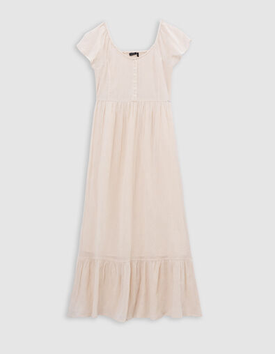 Robe longue &eacute;crue encolure &eacute;lastiqu&eacute;e fille - IKKS