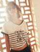 Damen-Matrosenshirt aus Leinen mit Bindedetail-1