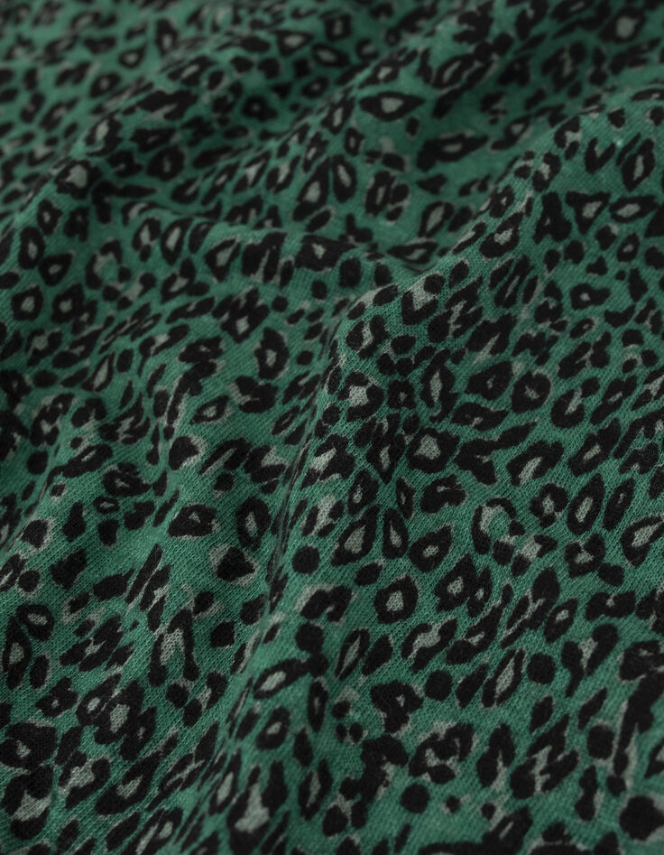 Groen T-shirt linnen tricot luipaardprint Dames-4