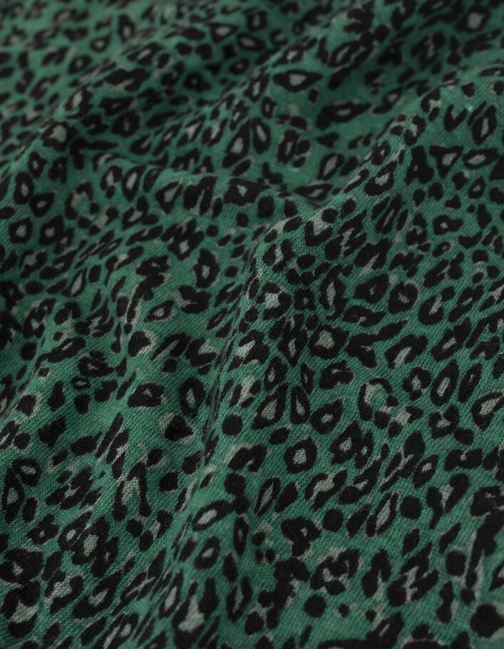 Women’s green leopard print knit T-shirt - IKKS