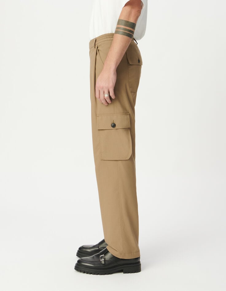 Men’s beige deconstructed cargo trousers-4