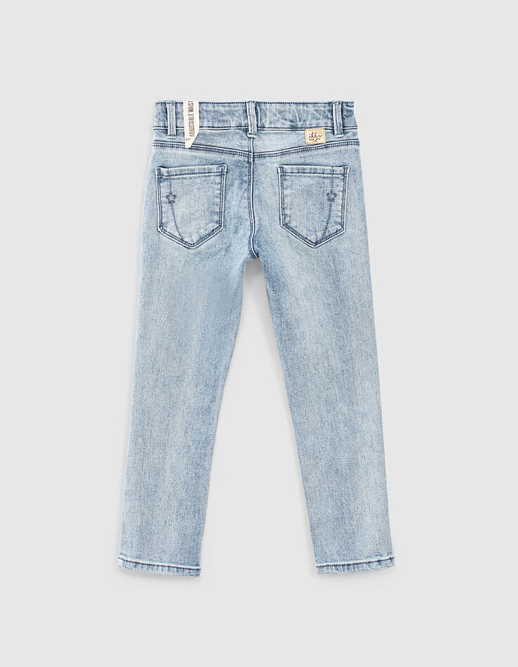 Girls’ light blue embroidered organic slim 7/8 jeans-3