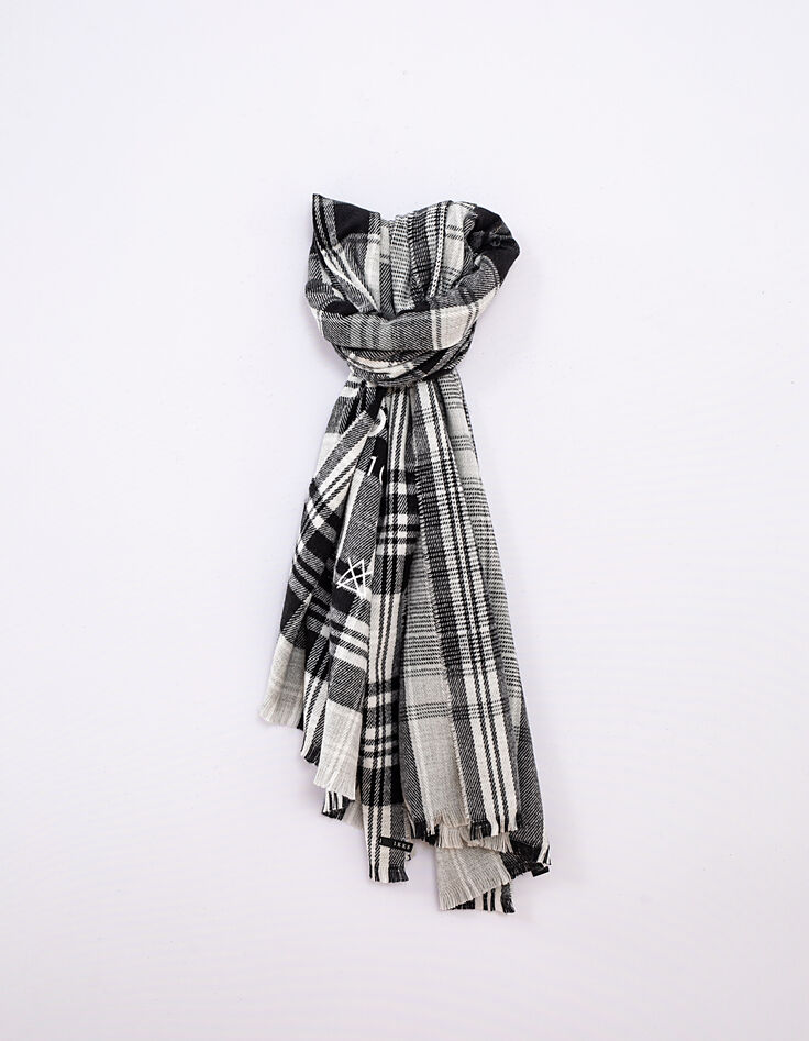 Women’s "Made in IKKS" slogan check thick scarf-1 Women’s "Made in IKKS" slogan check thick scarf-1
