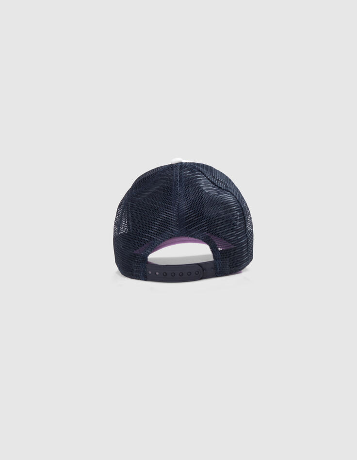 Gorra violeta, blanco, malla azul marino niño-3
