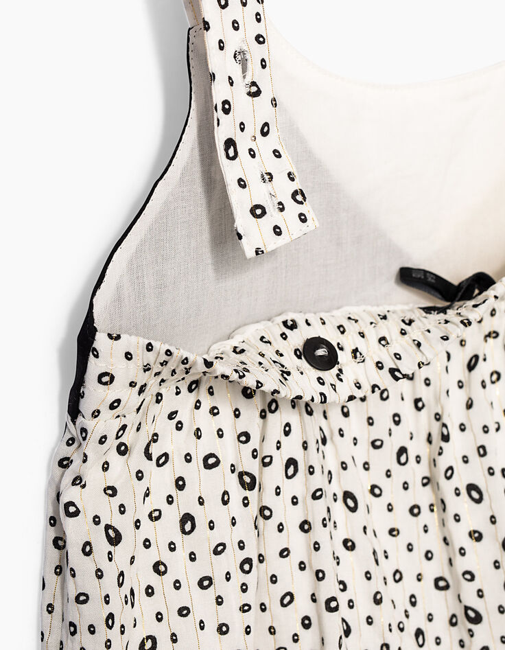 Robe blanc cassé à imprimé pois revisité fille-5