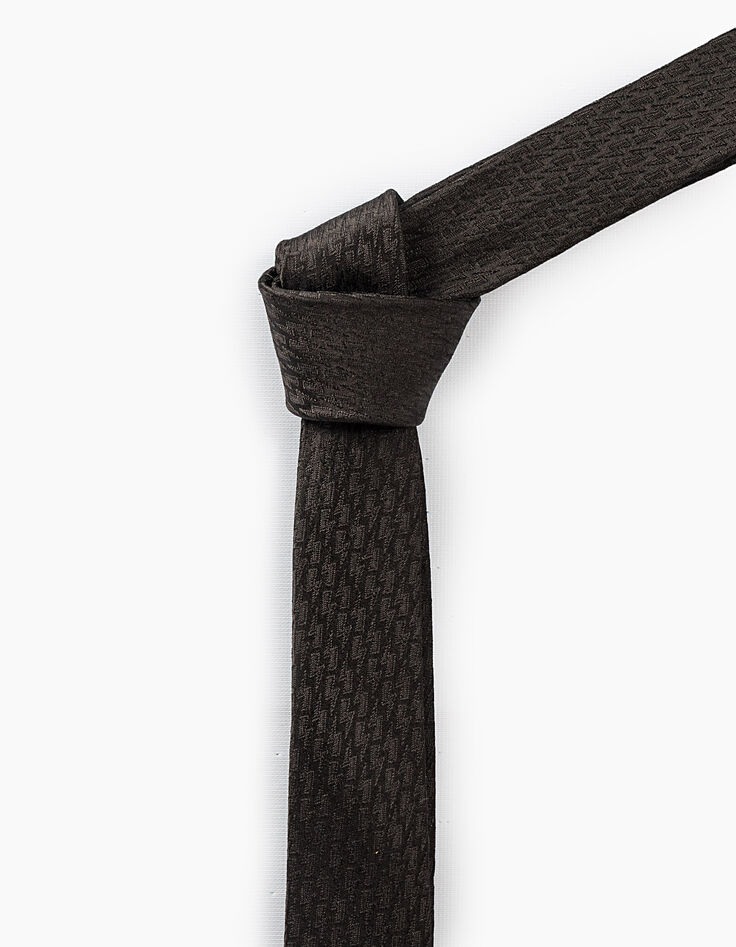 Cravate noire en soie à motifs éclairs Homme -4