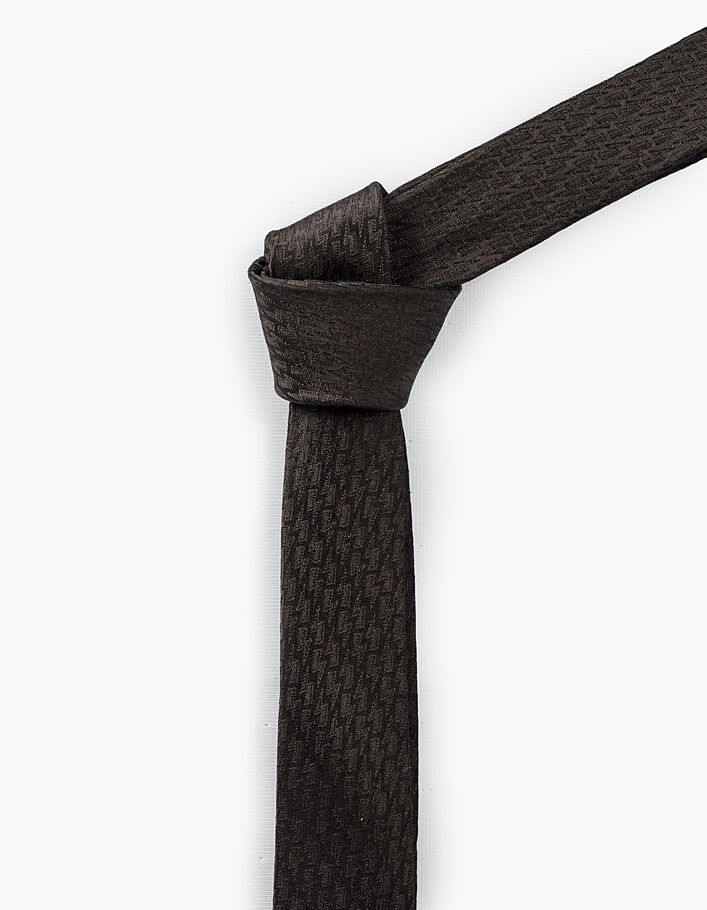 Zwarte zijden stropdas bliksemmotief heren  - IKKS