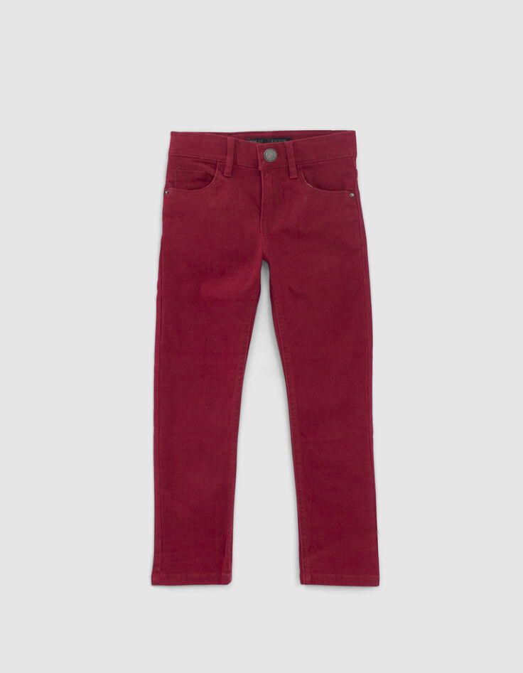Dunkelrote, upgecycelte SLIM-Fit-Jeans f&uuml;r Jungs-1