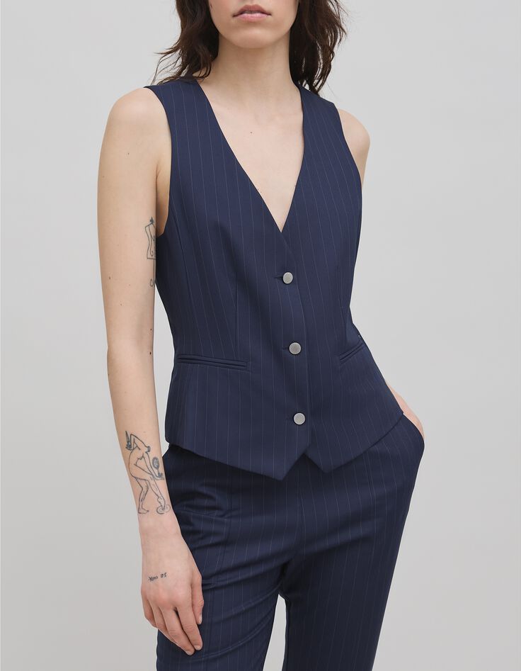 Gilet de costume marine rayures tennis Femme-2