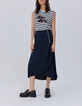 Women’s navy skull motif jacquard pleated skirt-7