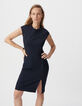 Women’s navy Milano knit split dress-5