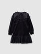 Girls’ black embroidered velvet dress with tulle ruffles-4
