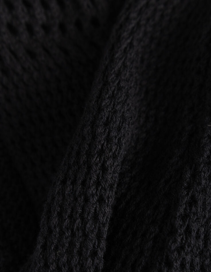 Black crochet-style knit midi dress-8