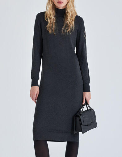 Vestido jersey gris punto cuello chimenea mujer - IKKS