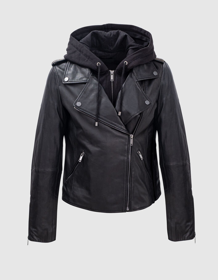 Avec Capuche Amovible Blouson Cuir Capuche Femme Jusqu'à 46