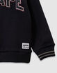 Boys’ black sweatshirt with embroidered corduroy slogan-5