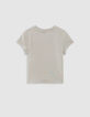 T-shirt vert messages et palmiers cropped fille-5
