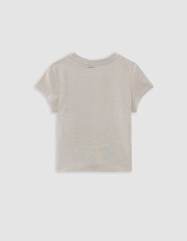 T-shirt vert messages et palmiers cropped fille-5