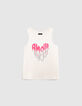 Mädchen-Tanktop mit Schriftzug in Herzform in Ecru-1