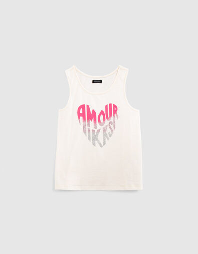 Mädchen-Tanktop mit Schriftzug in Herzform in Ecru - IKKS