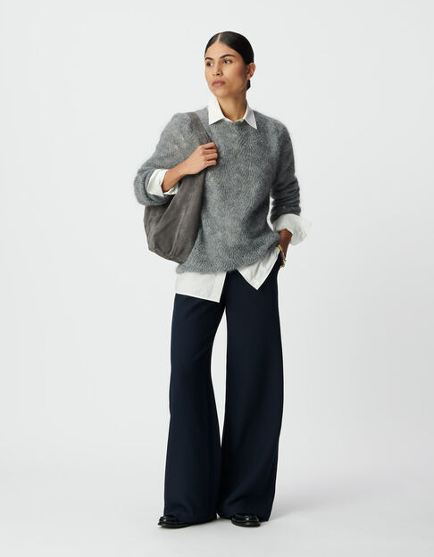 Women’s navy flannel straight trousers - IKKS