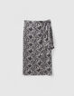 Jupe blanc cassé satinée imprimé python graphique Femme-6